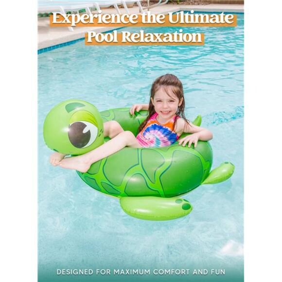 Kids 3-Pack Inflatable Pool Tubes Floats Dinosaur & Sea Turtle & Dolphin Pool - Picture 6 of 7